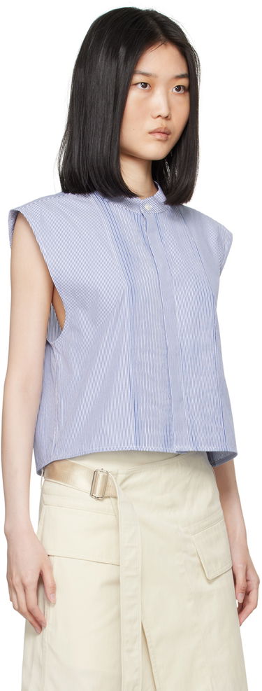 Crop Top Helmut Lang Sleeveless Tuxedo Shirt Modrá | O05HW598, 1