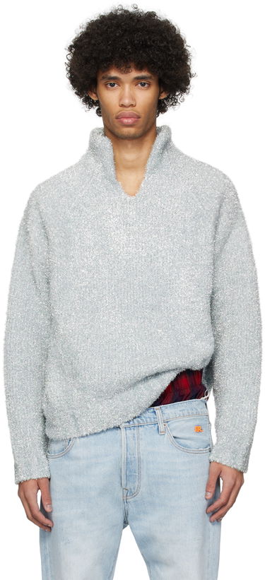 Sveter ERL ERL Metallic Funnel Neck Sweater Modrá | ERL08N357, 0