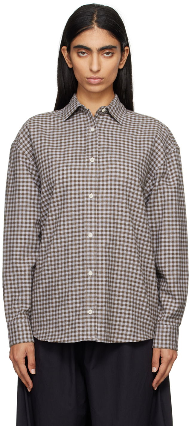 Košeľa Baserange Loose Gingham Shirt Šedá | SHLOL-FL-WI24, 0
