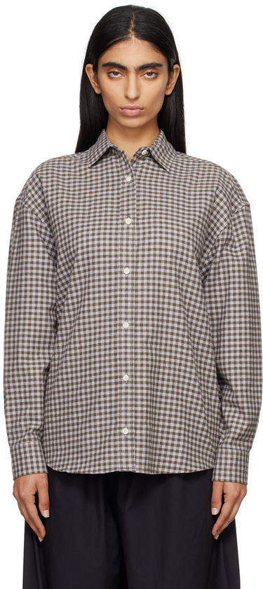 Košeľa Baserange Loose Gingham Shirt Šedá | SHLOL-FL-WI24, 0