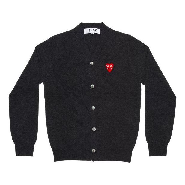 Sveter Comme des Garçons Cardigan With Red Emblem Šedá | AZ-N076-051-2, 0