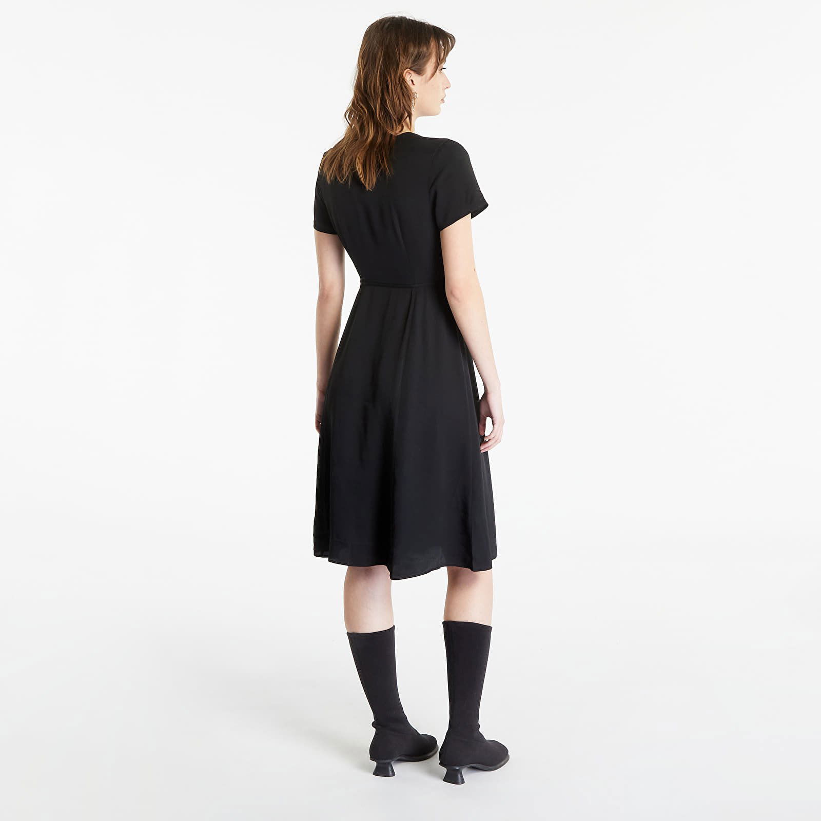 Crepe Short Sleeve Midi Dress