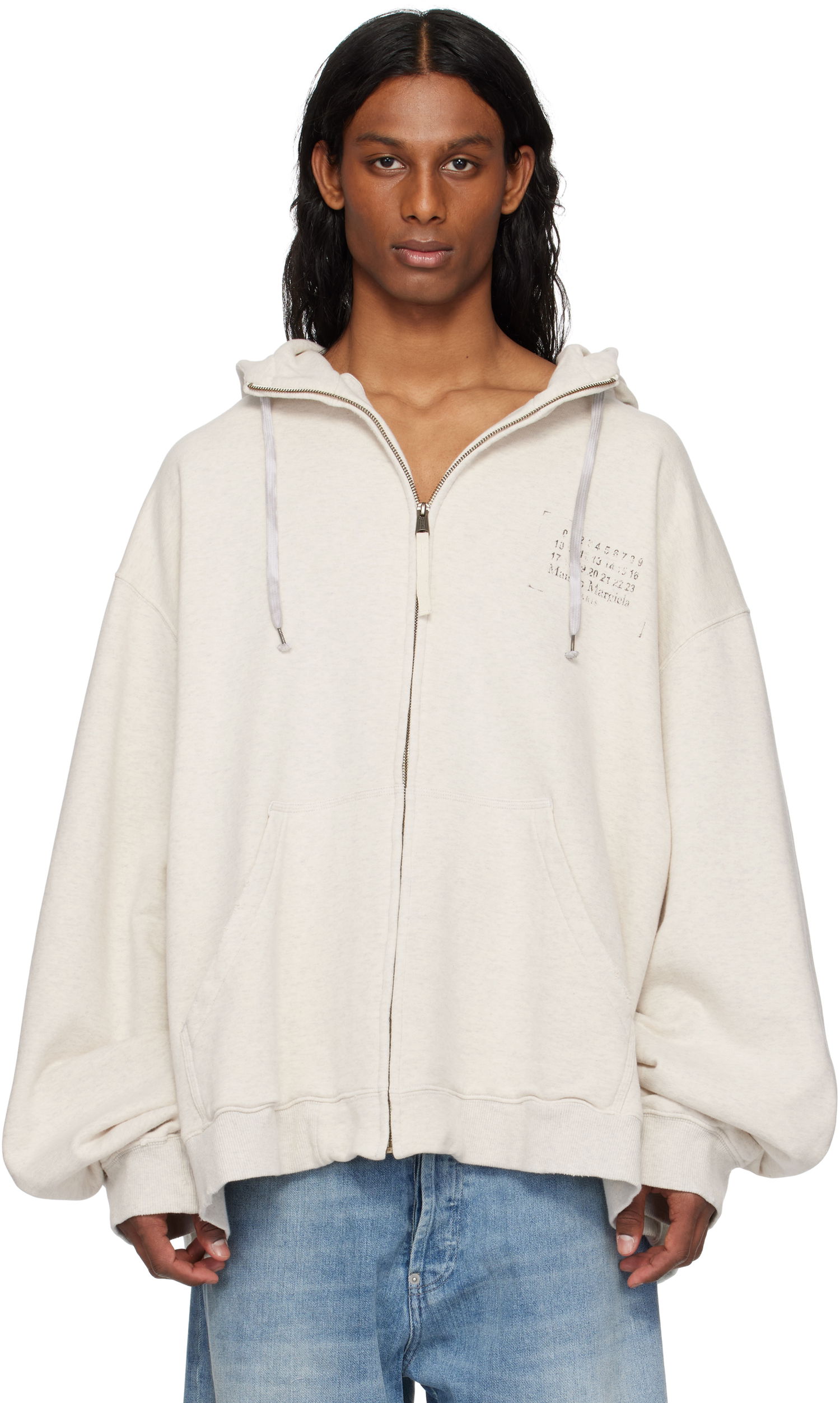 Mikina Maison Margiela Maison Margiela Stamp Logo Zip Hoodie Béžová | S50HG0048 S25614, 0