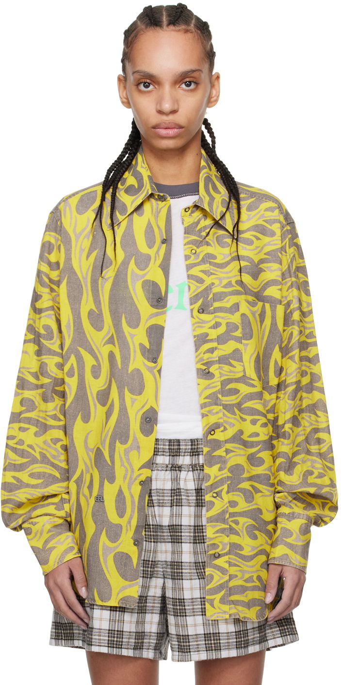 Košeľa ERL ERL Flame Print Relaxed Shirt Žltá | ERL08B004, 0
