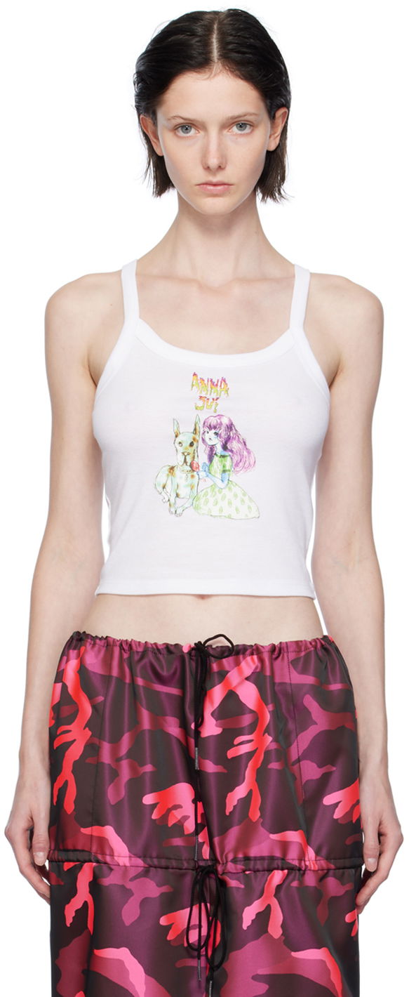 Tielko Anna Sui Graphic Print Cropped Tank Top Biela | T1024A20, 0