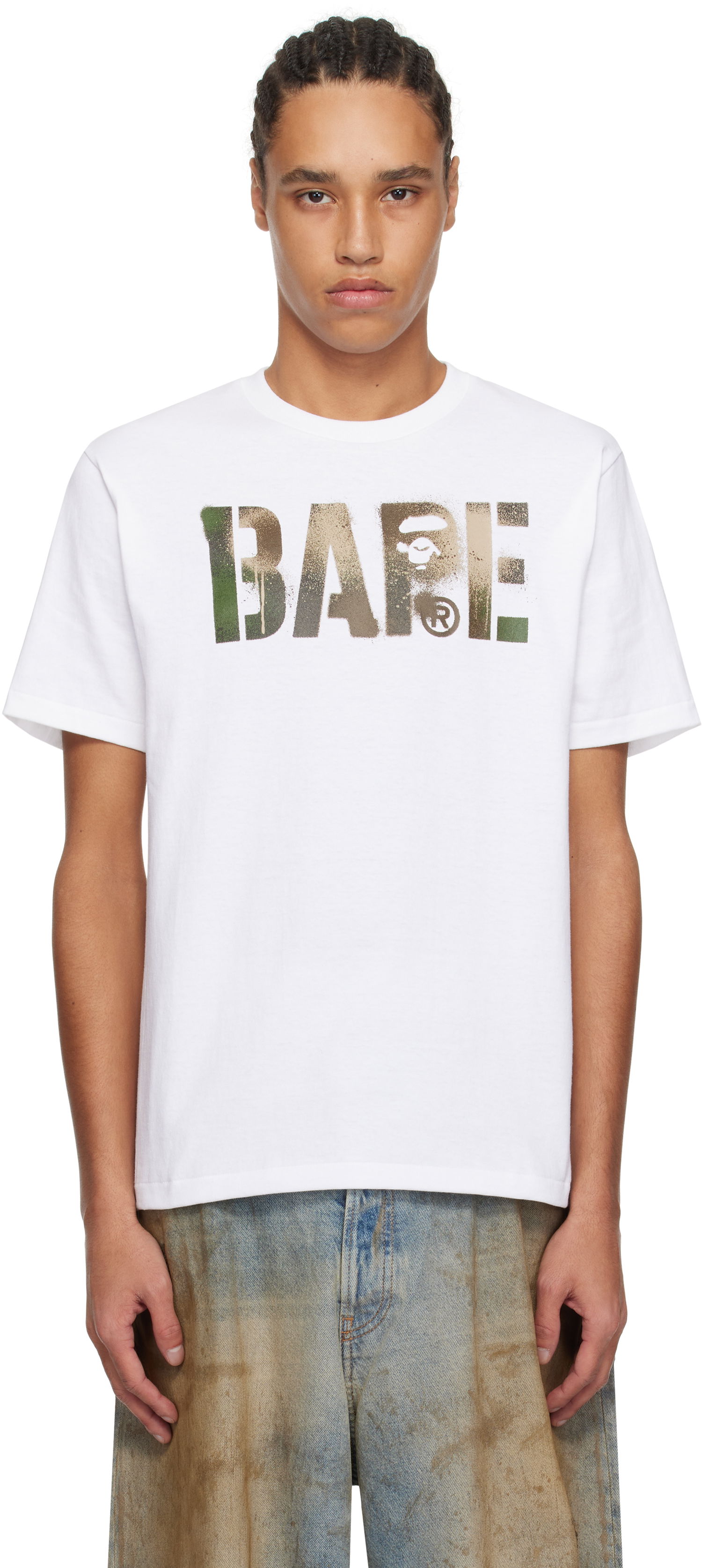 Tričko BAPE Map Camo Stencil Logo T-Shirt Biela | 001TEL301024M, 0