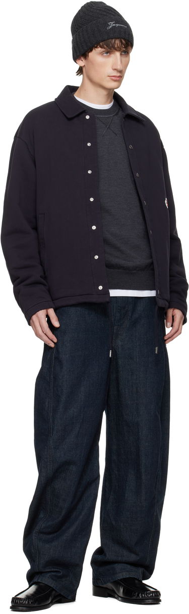 Bunda Jacquemus The Gio Collared Snap-Button Overshirt Navy | 25HCDM00574AJ00126, 3