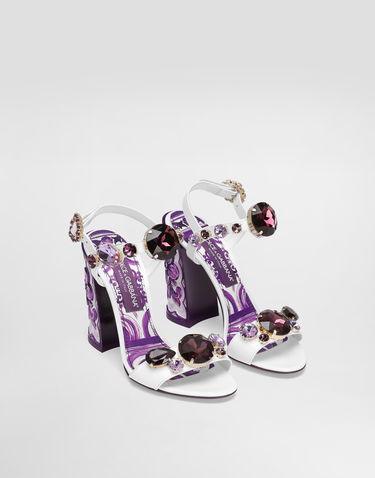 Doplnky Dolce & Gabbana Dolce & Gabbana Patent Leather Jeweled Embroidered Heeled Sandals Biela | CR1354AT848I03TN, 1