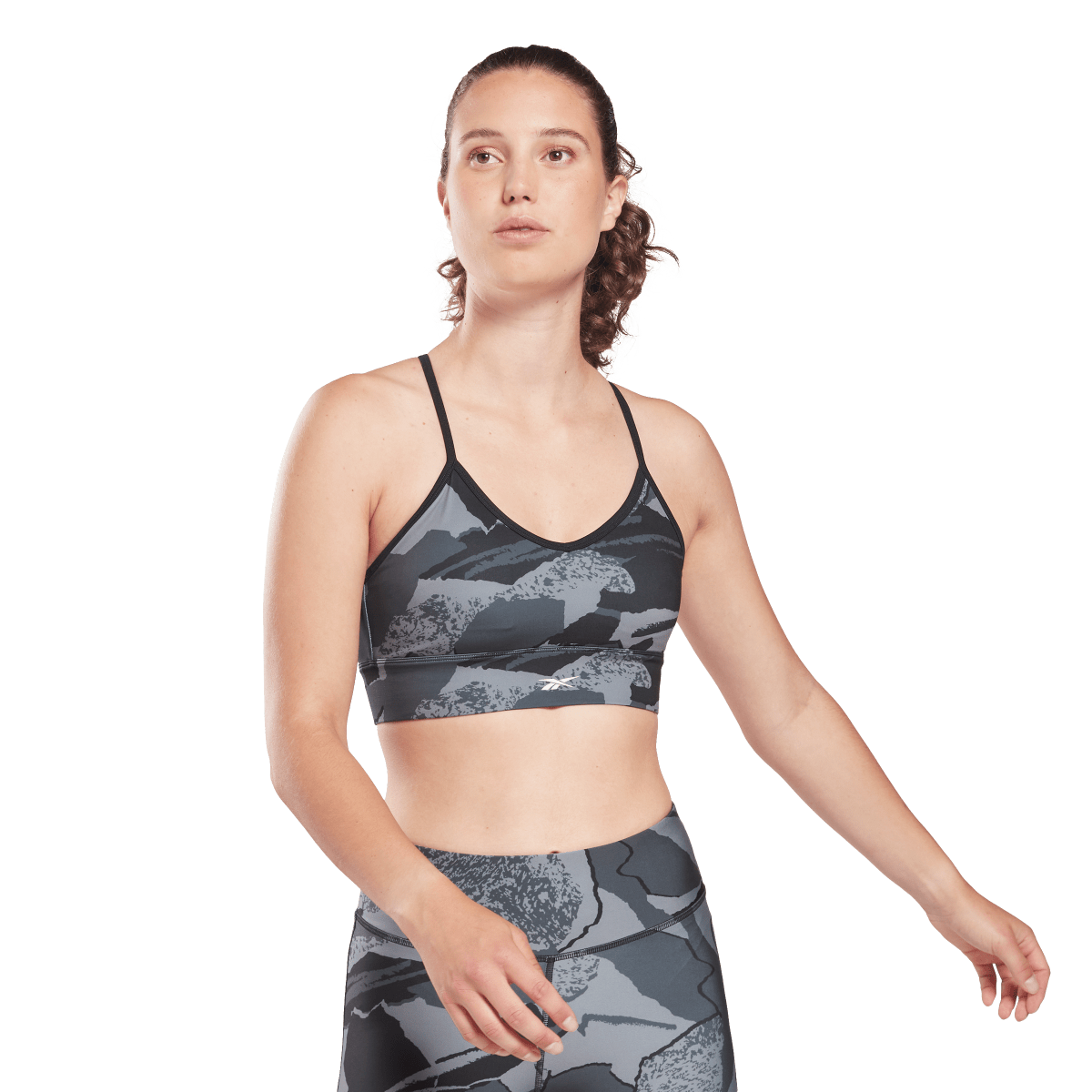 Podprsenka Reebok Workout Allover Print Tri-Back Sports Bra Šedá | H65616, 0