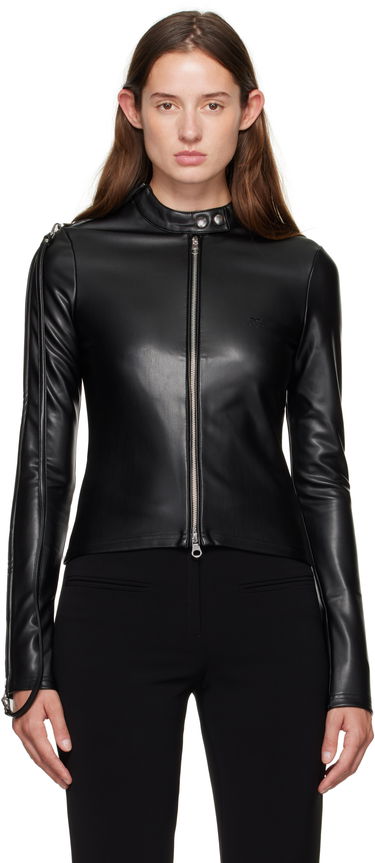 Bunda Courrèges Courrèges Zipped Biker Faux-Leather Top Čierna | 325CTO436PU0049, 0