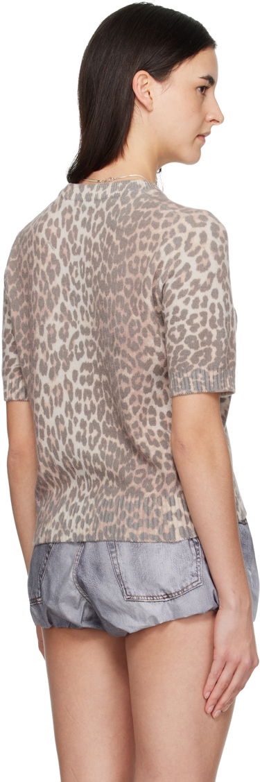 Tričko GANNI GANNI Leopard Print Short-Sleeve Knit Graphic T-shirt Rôznofarebný | K2500, 2