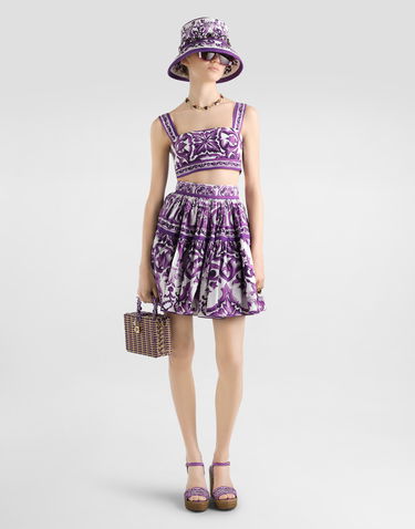 Sukňa Dolce & Gabbana Dolce & Gabbana Majolica Print Poplin Short Skirt Fialová | F4CB1THH5EQI23TN, 3