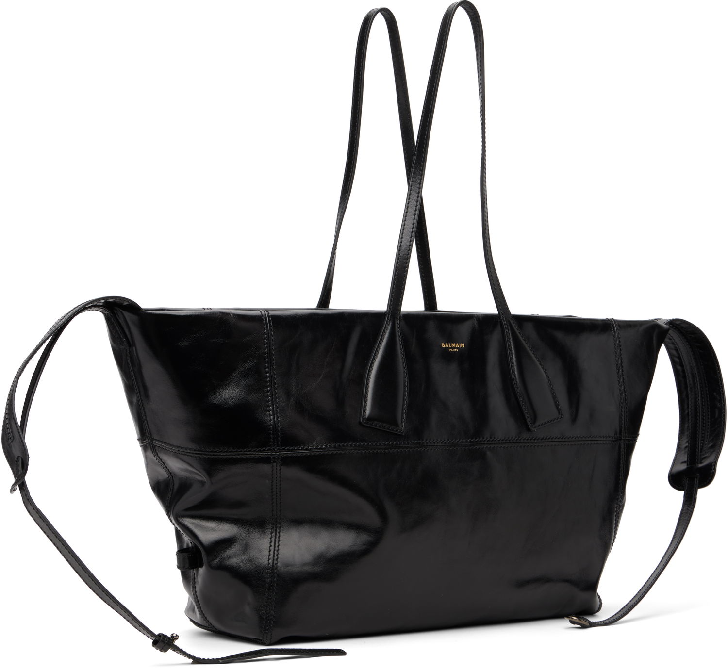 Tote bag Balmain Track Zip Shiny Calfskin Tote Čierna | FM1FI271LBFO, 1