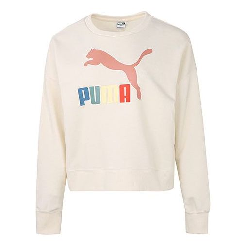 Sveter Puma Classics Metallic Logo Crew Sweatshirt Béžová | 535276-99
