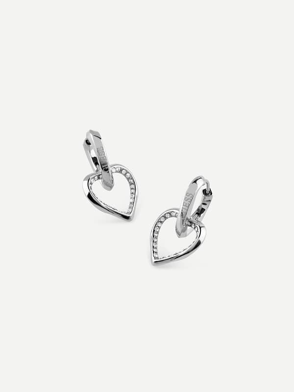 Silver Heart Hoop Earrings