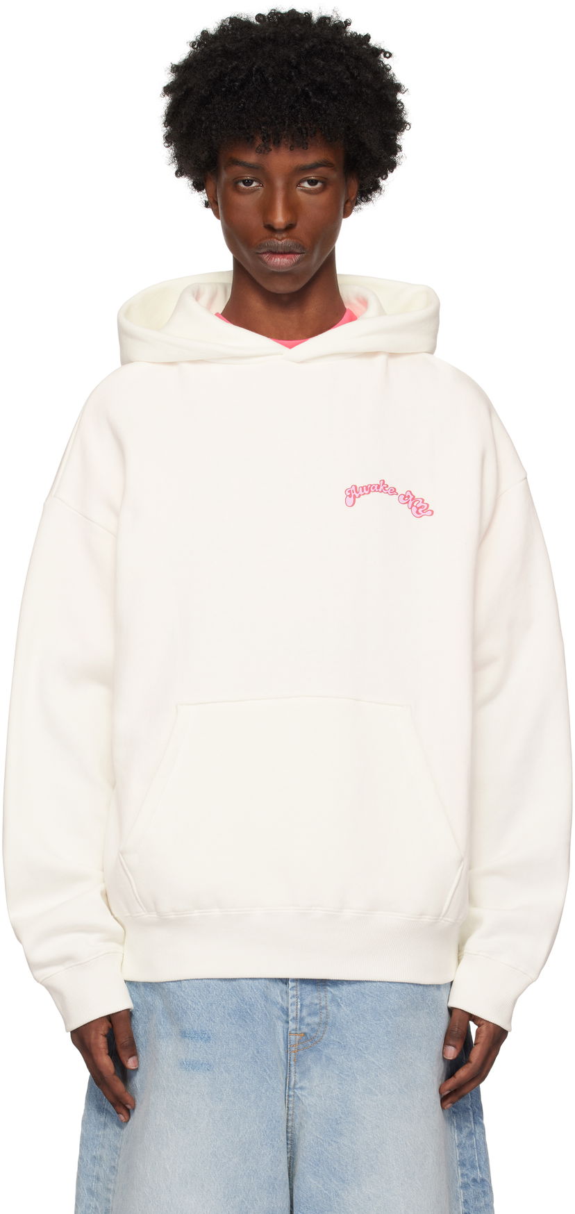 Mikina Awake NY Embroidered Logo Hoodie Biela | AWK-FW24-HD304