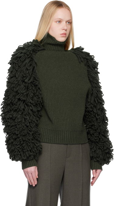 Sveter Jean Paul Gaultier 'The Loop-Stitch' Ribbed Knit Turtleneck Sweater with Loopy Sleeves Zelené | 25/04-W-PO033-K009-38, 1