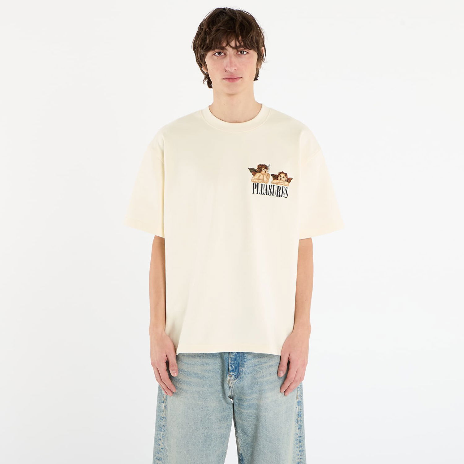 Tričko Pleasures T-Shirt Dynamic Short Sleeve Crewneck Béžová | P25F046-ECRU, 0