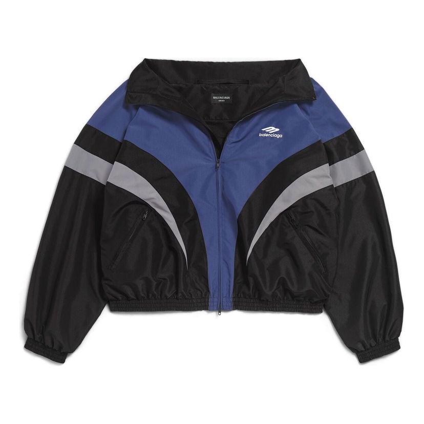 Vetrovka Balenciaga 3B Sports Icon Off Shoulder Track Jacket Modrá | 790756TMO101000