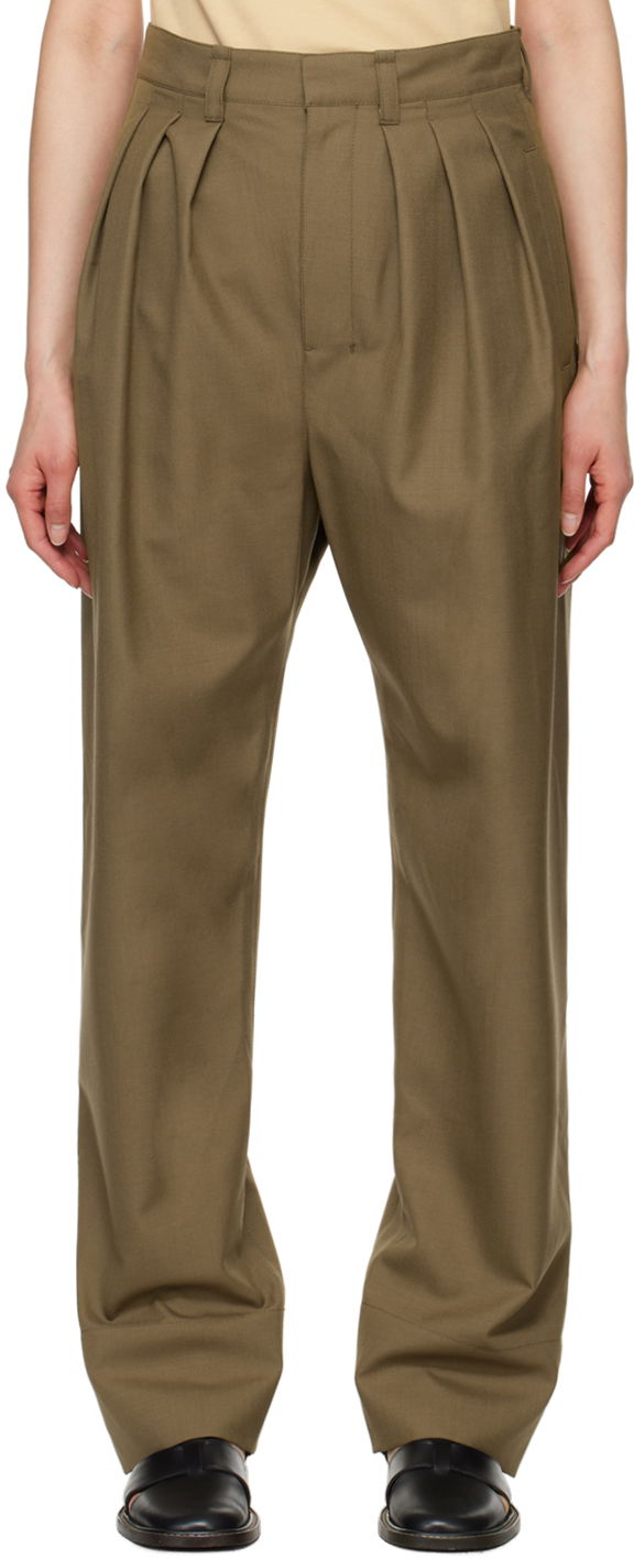 Nohavice LEMAIRE LEMAIRE Pleated Trousers Zelené | PA1093 LF414, 0
