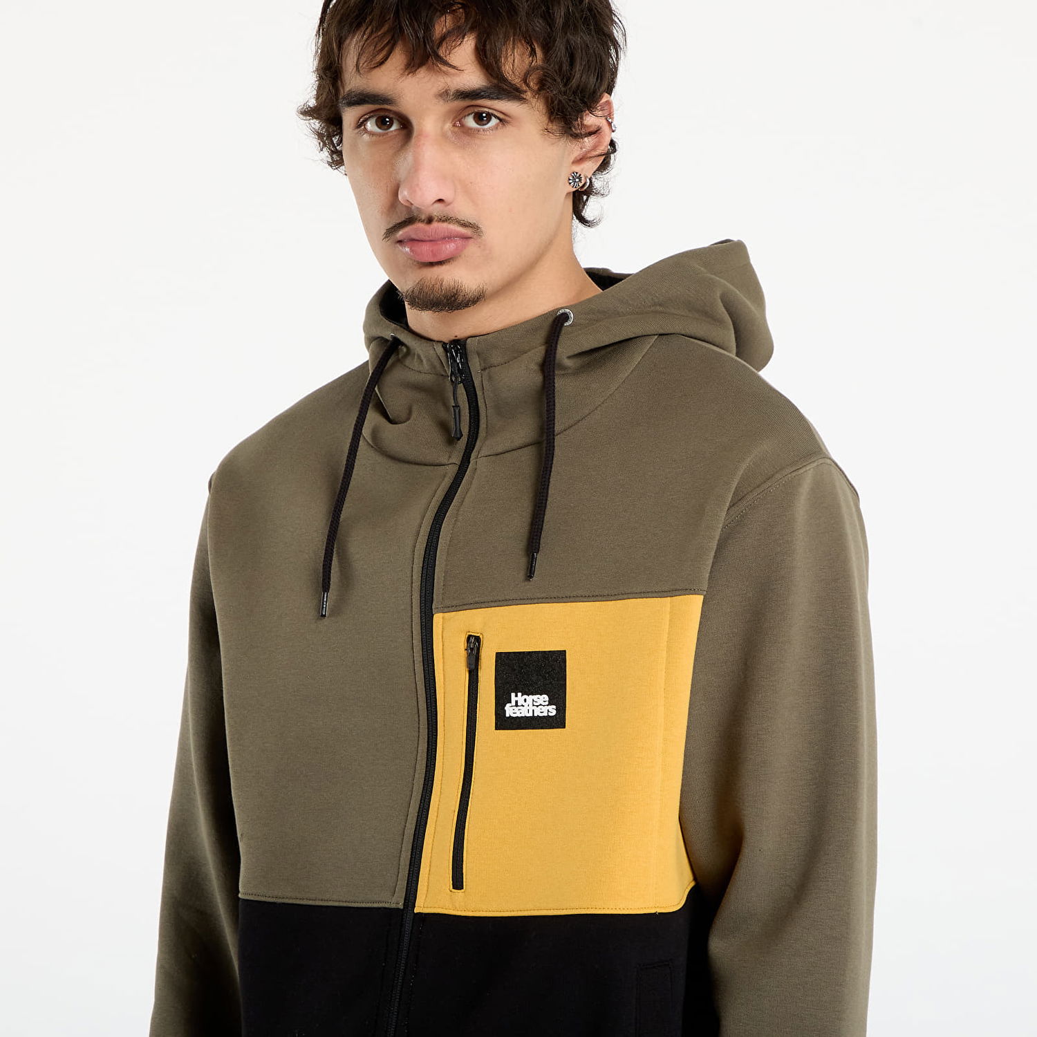 Mikina Horsefeathers Vick Full-Zip Colorblock Hoodie with Chest Pocket Rôznofarebný | SM1321M, 1
