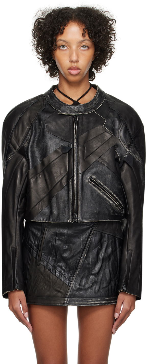 Bunda Acne Studios Patchwork Leather Jacket Čierna | A70152-, 0