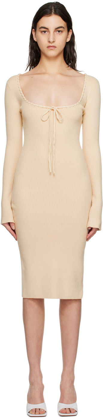 Šaty GUIZIO Guizio Bow Midi Dress Béžová | DGF22E702_CRM, 0