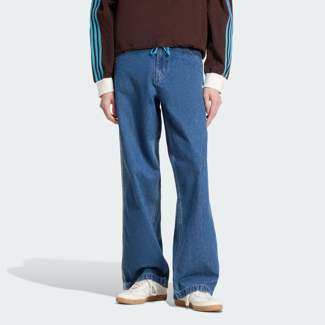 Džínsy adidas Performance Adicolor Firebird Denim Wide Leg Pants Modrá | JC6234, 0