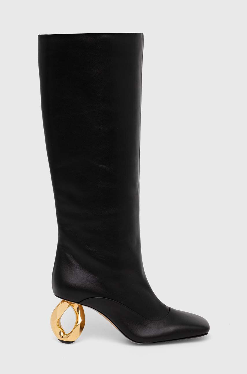 Chain Heel Knee High Boots