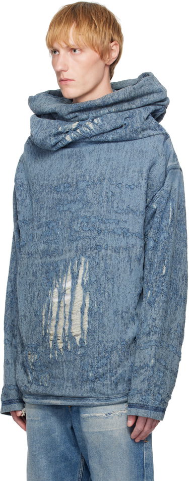 Sveter Diesel Diesel D-Umbrix-Fsg Distressed Denim Turtleneck Hoodie Modrá | A18935-068RQ-01, 3