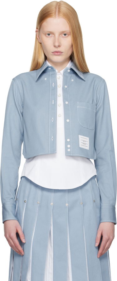 Košeľa Thom Browne Thom Browne Classic Cropped Long Sleeve Shirt Modrá | FLL183A-F0991, 0