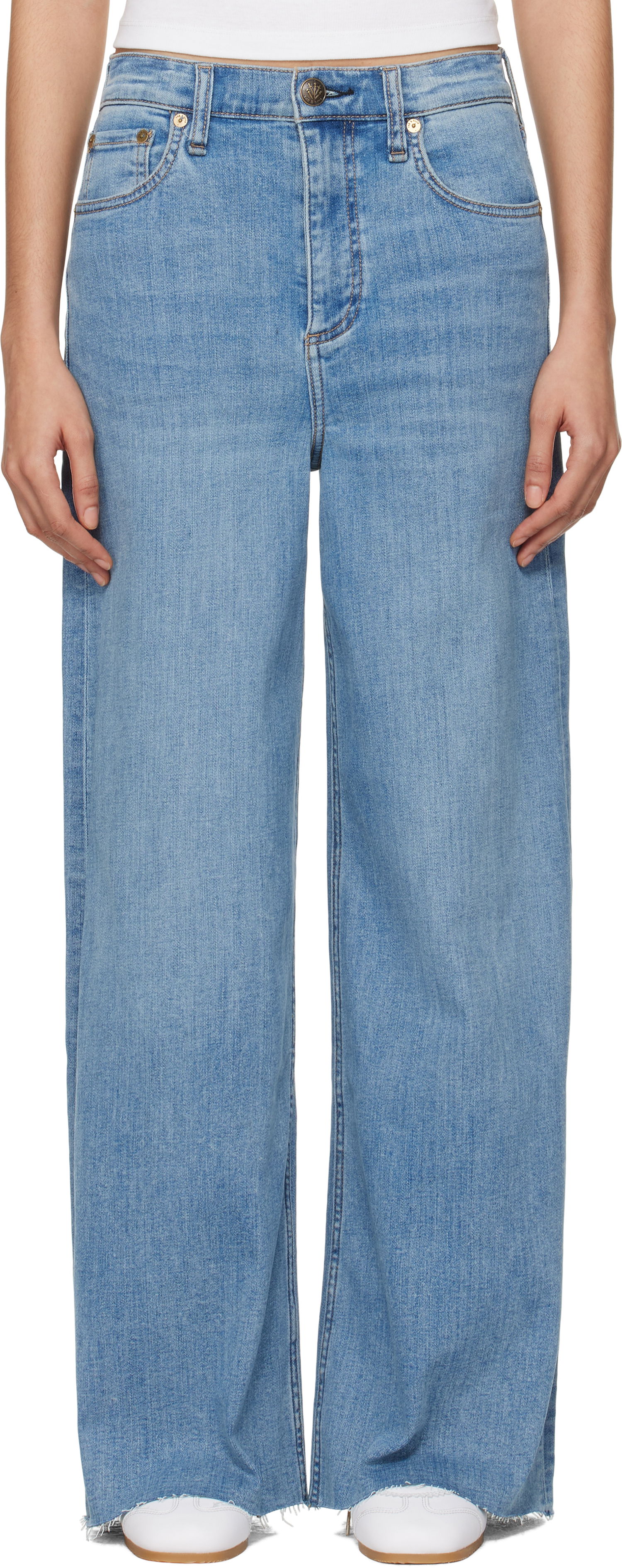 Džínsy rag & bone rag & bone 'The Sofie' High-Rise Ultra Wide Ankle Jeans Modrá | WDD24F3000FUMO, 0