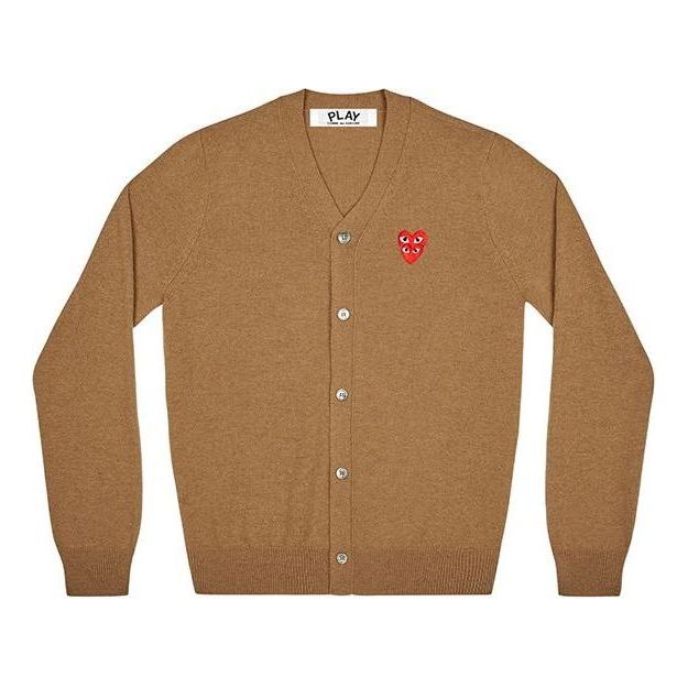Sveter Comme des Garçons Cardigan With Red Emblem Hnedá | AZ-N076-051-3