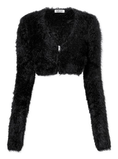 Sveter Ambush Faux Fur Knitted Cardigan Čierna | BWHB020S23KNI0011000