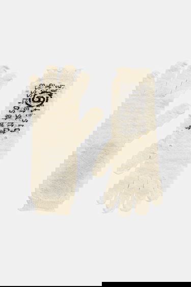 Rukavice Maison Margiela Distressed Woolen Knitted Gloves with Numerical Label Béžová | S52TS0043.M13135.103, 0