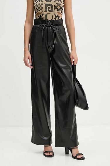 Nohavice Nanushka Sato High Waist Wide Leg Leather Pants Čierna | NW24PFOW10151, 0