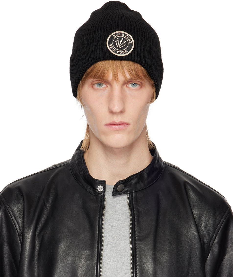 Kulicha rag & bone Charlie Logo-Embroidered Wool Beanie Čierna | WJK22HS009BV09, 0