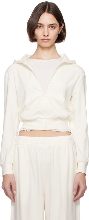 Mikina SKIMS SKIMS Cotton Jersey Zip-Up Hoodie Biela | ZU-ZUP-8235W, 0