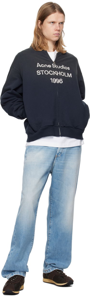 Bomber bunda Acne Studios Acne Studios Logo Zip Sweater Navy | CI0189-, 3
