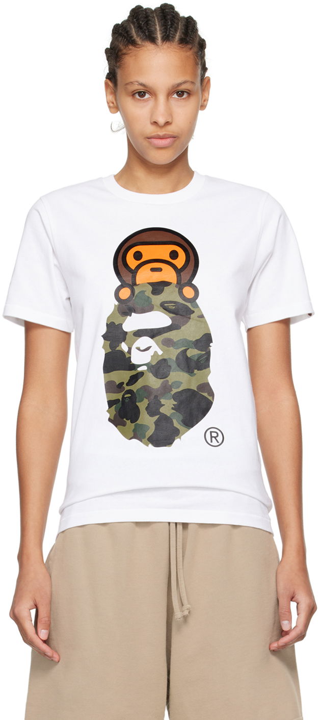 Tričko BAPE BAPE White 1st Camo Milo On Big Ape Head T-Shirt Biela | 002TEK302011L