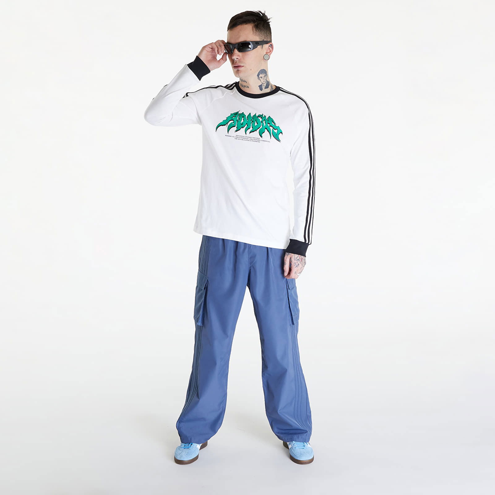 Flames Long Sleeve Tee White/ Black