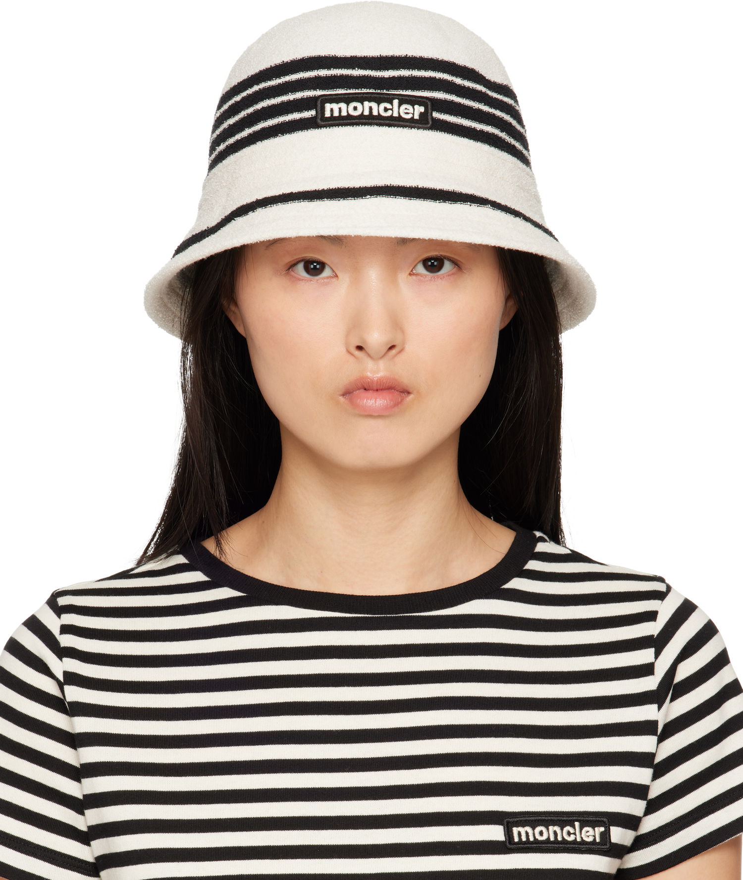 Klobúk Moncler Moncler Striped Bucket Hat Biela | K10933B000570U488, 0