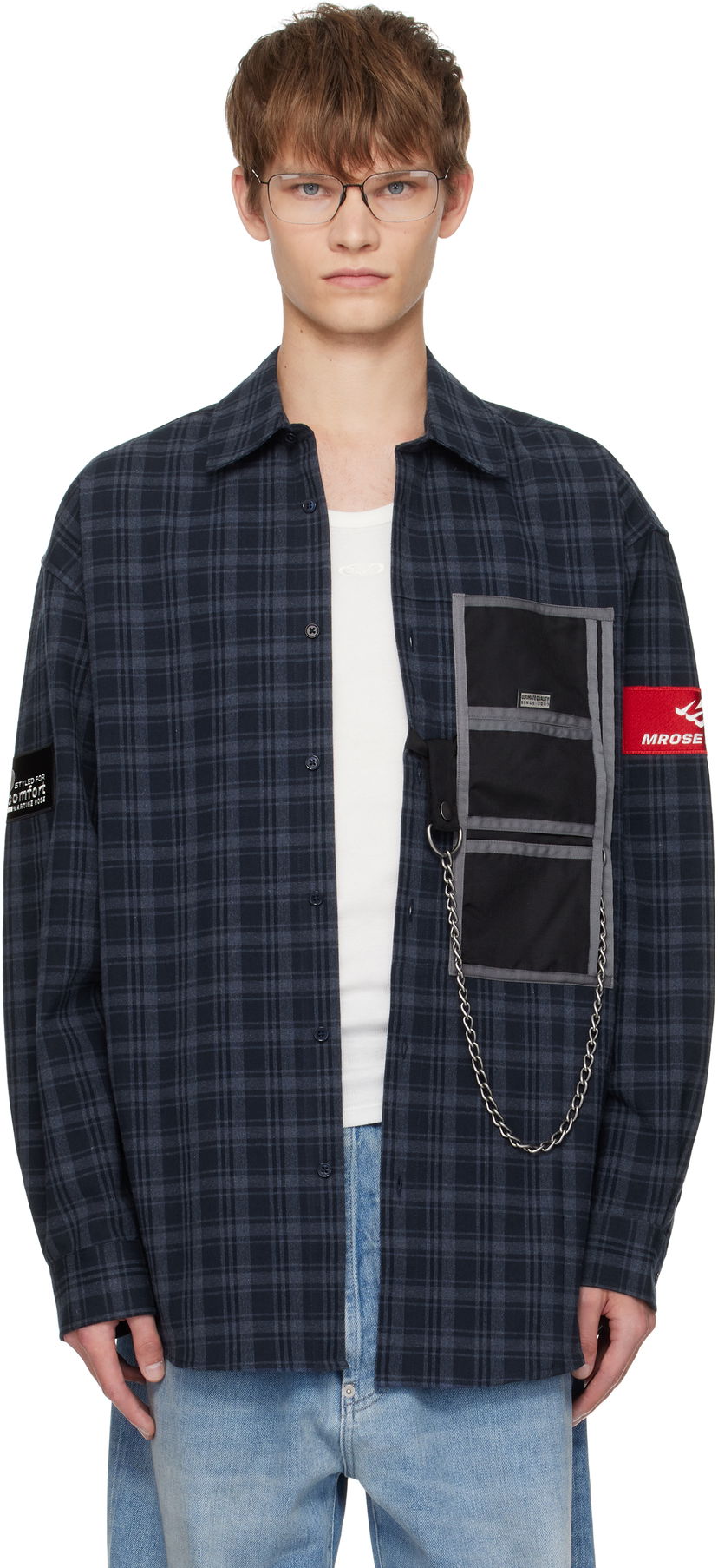 Košeľa Martine Rose Martine Rose Wallet Check Shirt Navy | 477WS32527
