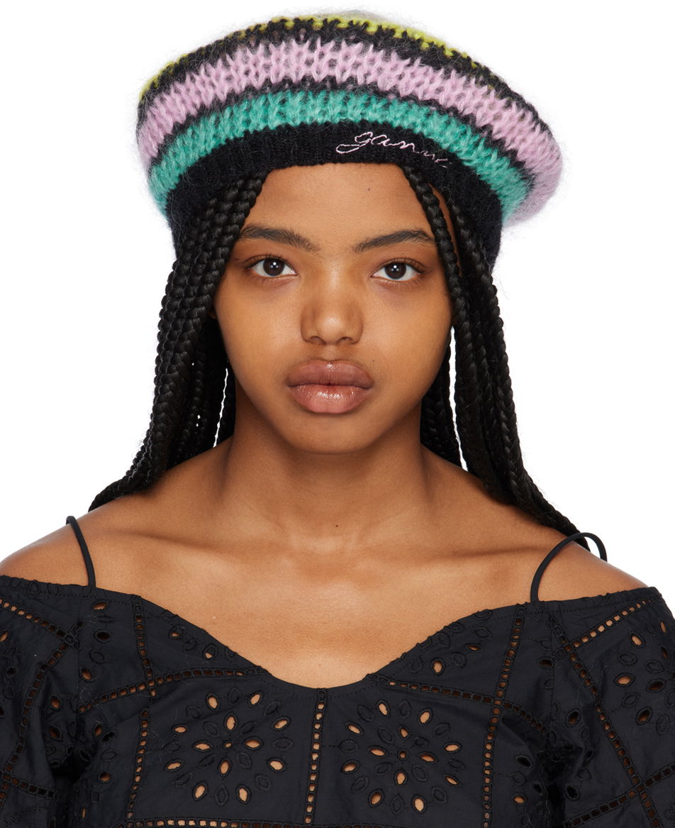 Baretka GANNI GANNI Knitted Striped Beret Rôznofarebný | A4715, 0