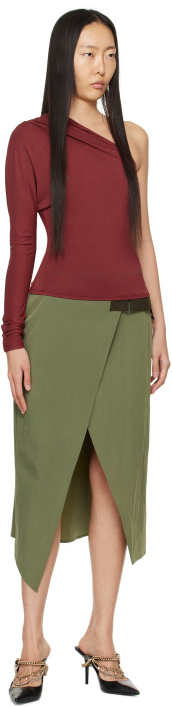 Tielko Miaou Miaou Katia One Shoulder Long Sleeve Top Vínová | 7095TJBRUS, 3