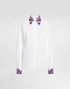 Dolce & Gabbana Cotton Poplin Shirt with Purple Print