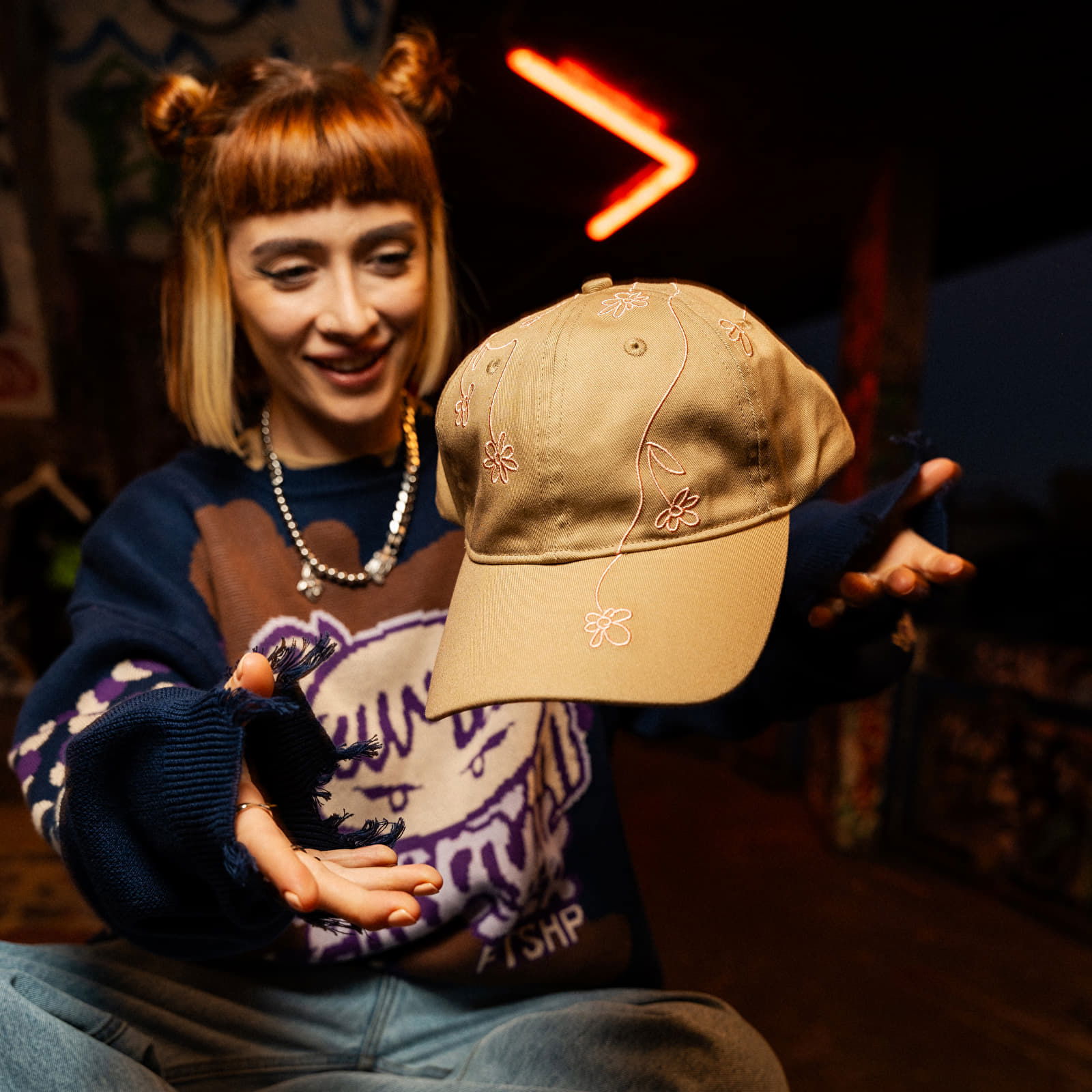 Embroidered Flower Baseball Cap