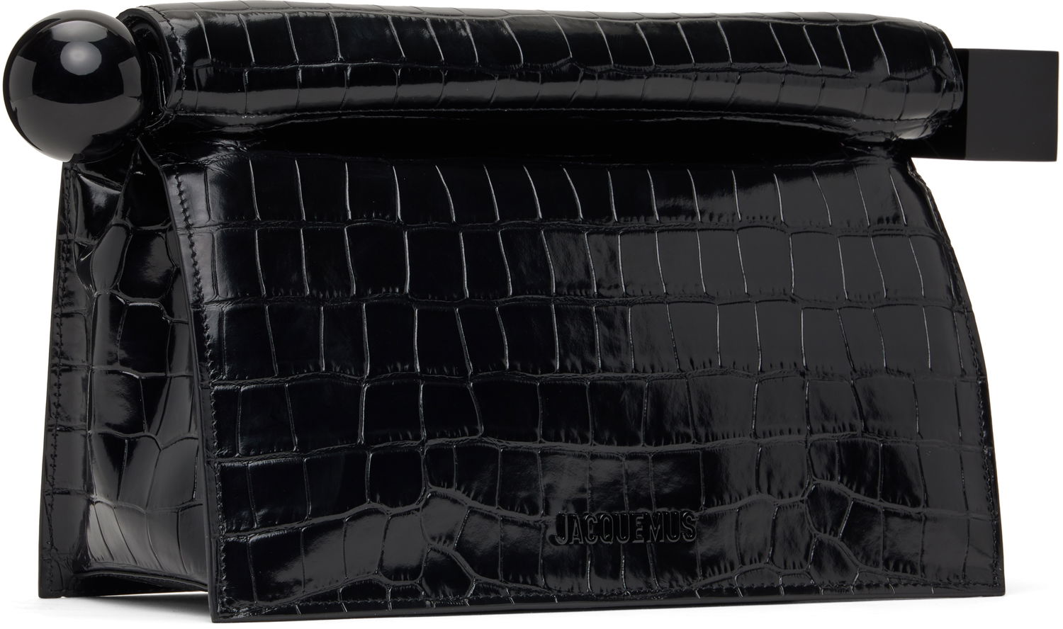 Kabelka Jacquemus Jacquemus 'The Rond Carré' Crocodile-Embossed Clutch Čierna | 25E233BA356-4301, 1