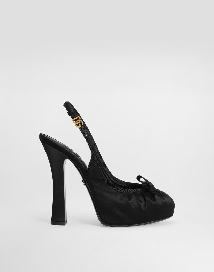 Doplnky Dolce & Gabbana Dolce & Gabbana Satin Slingback Pumps Čierna | CG0927AD1608B956