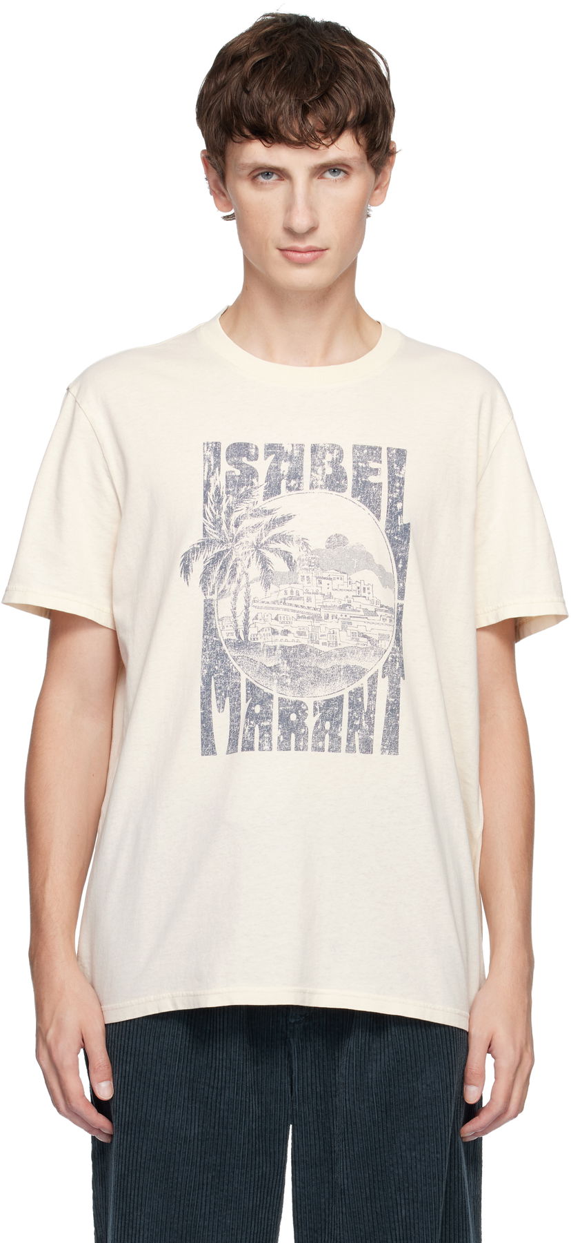 Tričko ISABEL MARANT Isabel Marant Honore Graphic Print T-Shirt Béžová | 25ATS0052HB-C3N09H